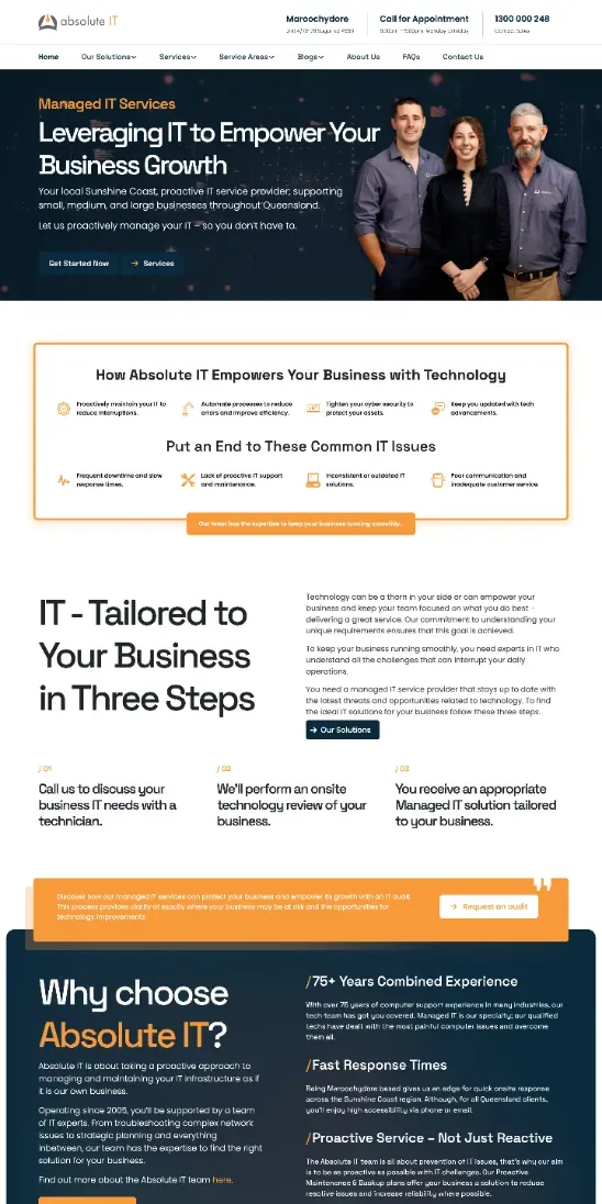 Absolute IT managed services website
