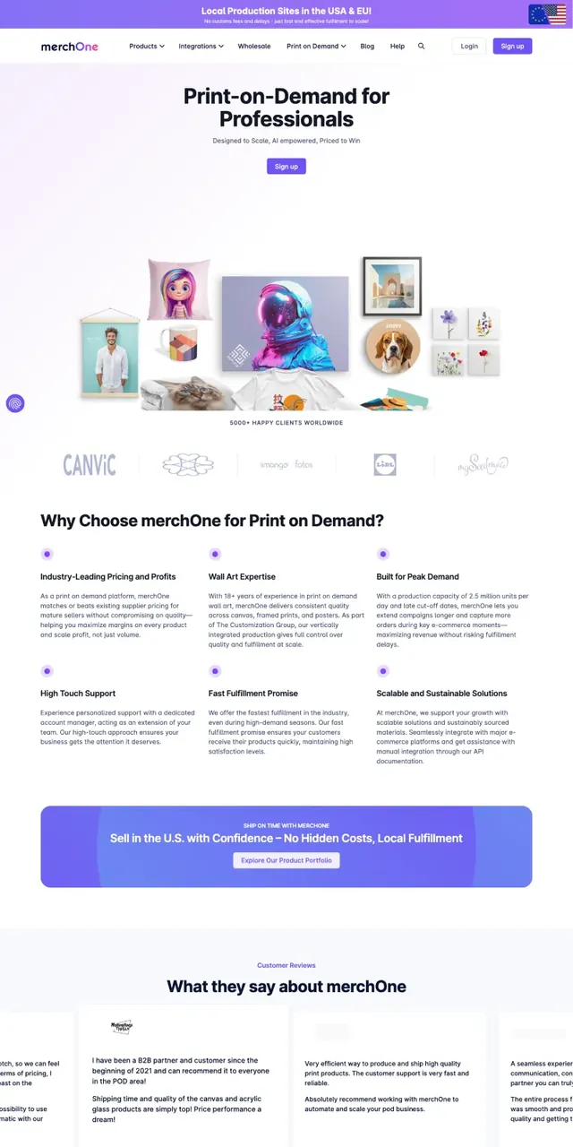 merchOne print-on-demand storefront